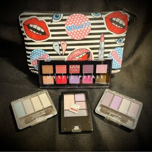 NYX Mystic Petals, Maybelline, CoverGirl Eyeshadow Bundle & Makeup Bag 2 for $40